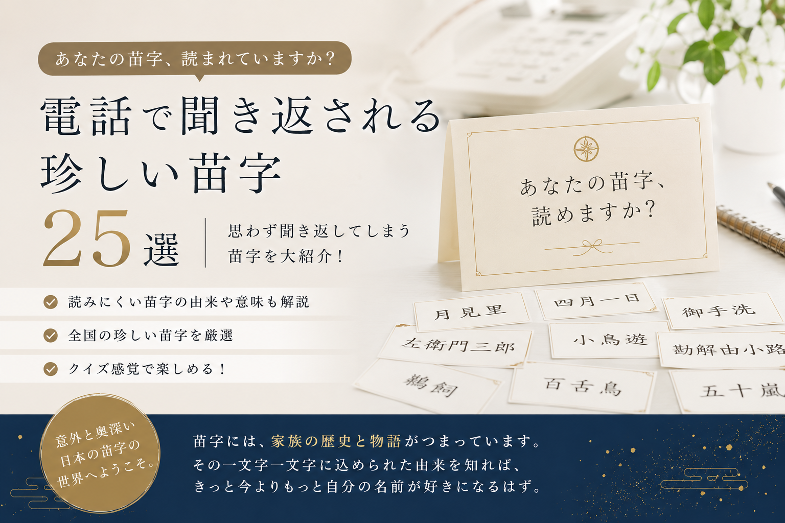 電話で聞き返される面白い苗字25選 ヘッダービジュアル