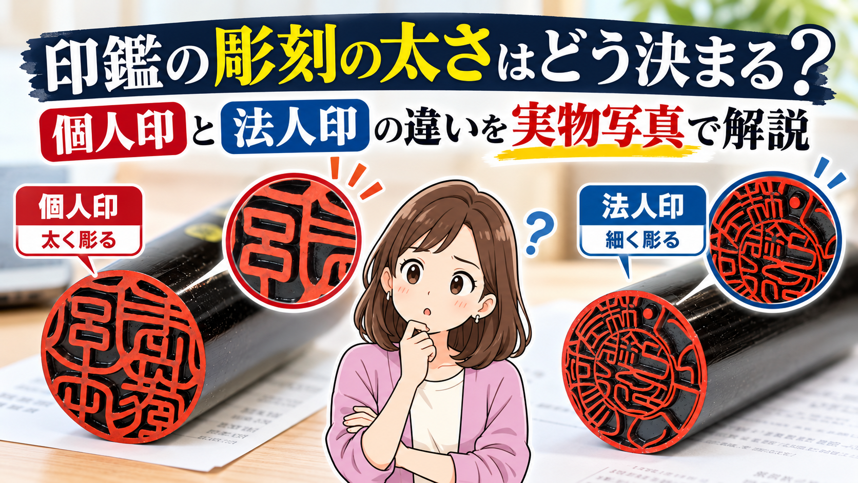 印鑑の彫刻の太さはどう決まる？アイキャッチ｜ハンコマン