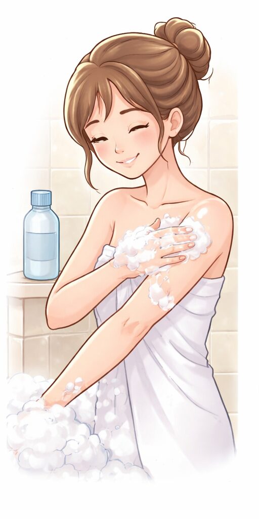 やさしく洗うイラスト