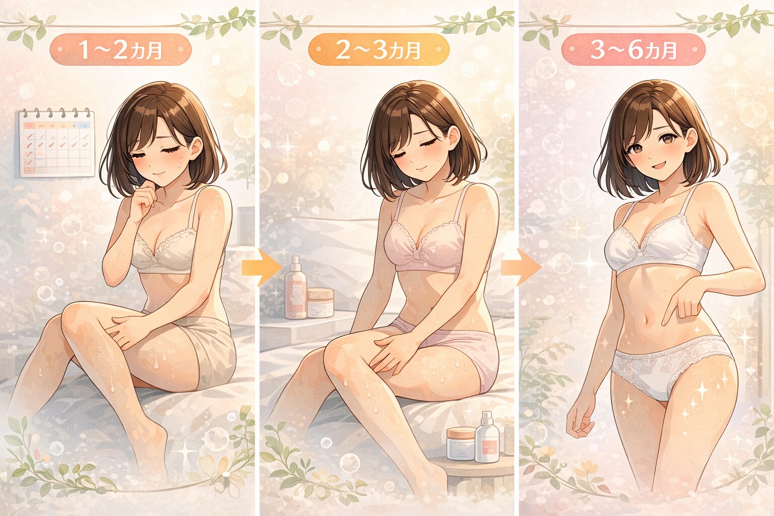 黒ずみケアの期間イメージイラスト