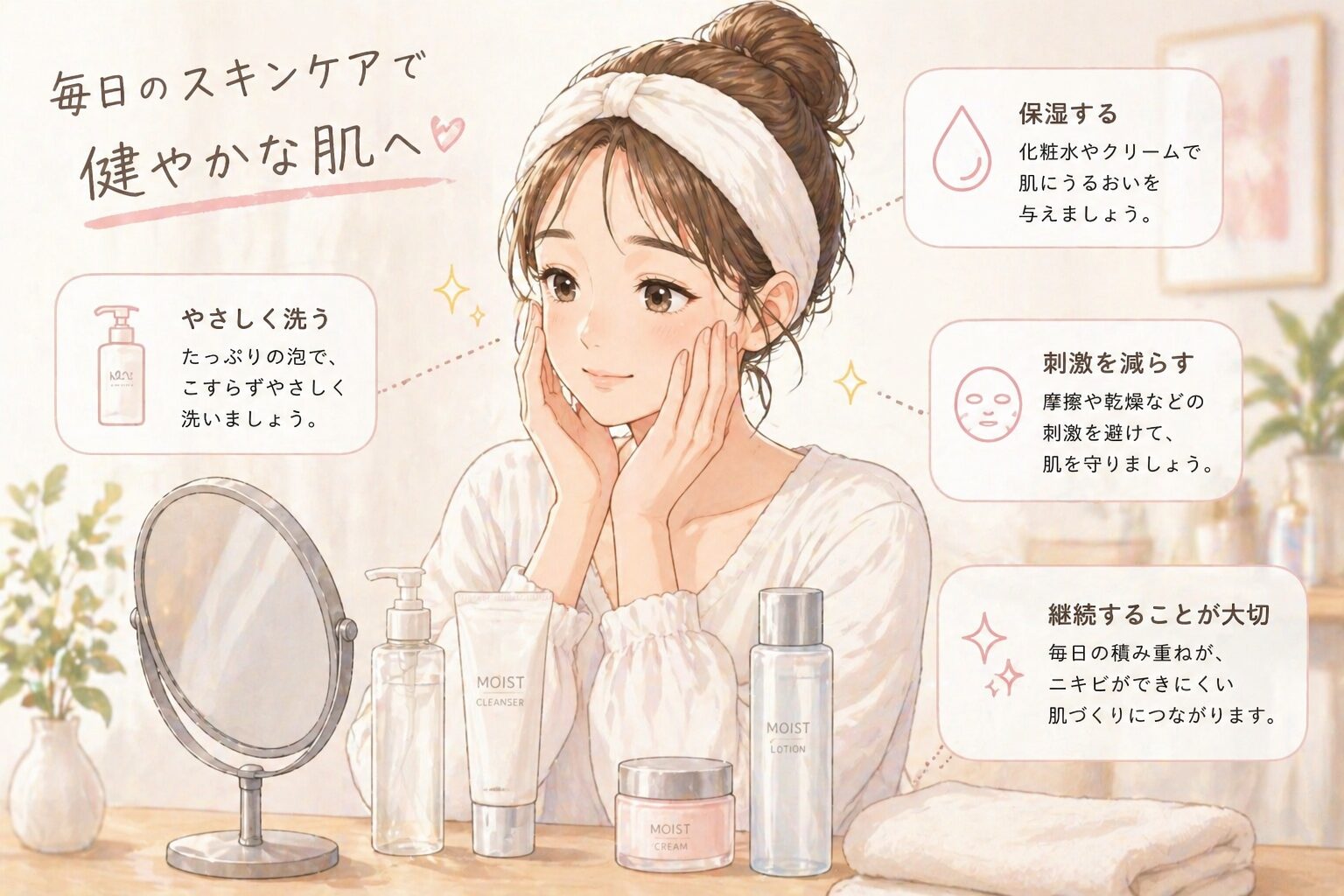 顎ニキビのスキンケアイメージ